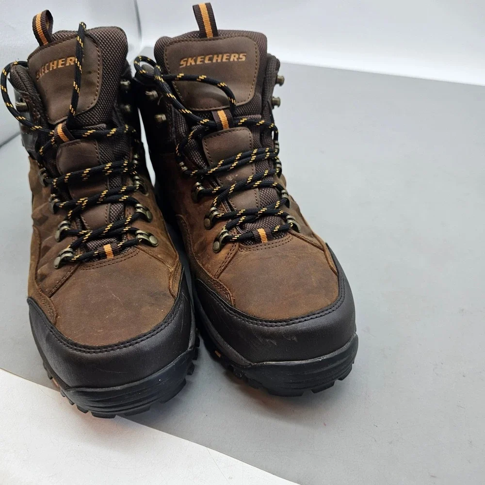 Skechers Mens Selmen Enago Waterproof Hiking Boots Brown Leather 65529 CDB 9.5